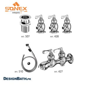 "Sonex Royal 6-Piece Full Round Set bathroom fitting - Elevate your bathroom with the Sonex Royal 6-Piece Full Round Set. Crafted with exquisite attention to detail, these fittings exude a sense of regal elegance. Experience the perfect blend of style and functionality with Sonex, the trusted brand for luxurious bathroom accessories."