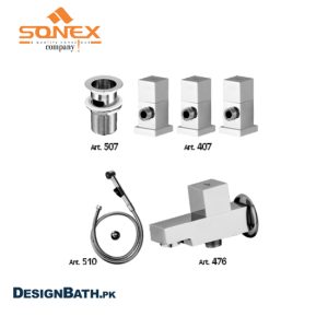 Sonex Square 6-Piece Quarter Round Set bathroom fitting - Enhance your bathroom with this stylish and durable Sonex Square 6-Piece Quarter Round Set. Perfect for a modern bathroom design, these fittings feature high-quality craftsmanship and exceptional functionality. Upgrade your bathroom with Sonex, the leading brand in bathroom accessories.