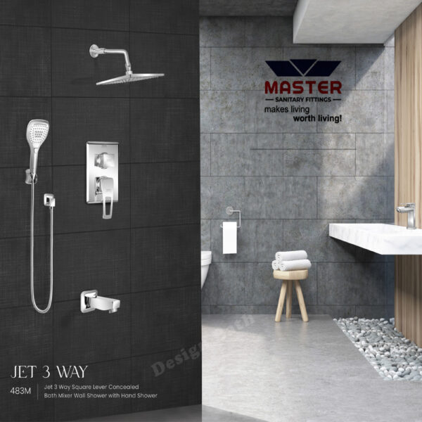 Jet 3 Way Square Leaver Concealed Set