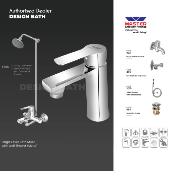 Master Sanitary Fitting Complete Savvy Lever Bath Mixer Set