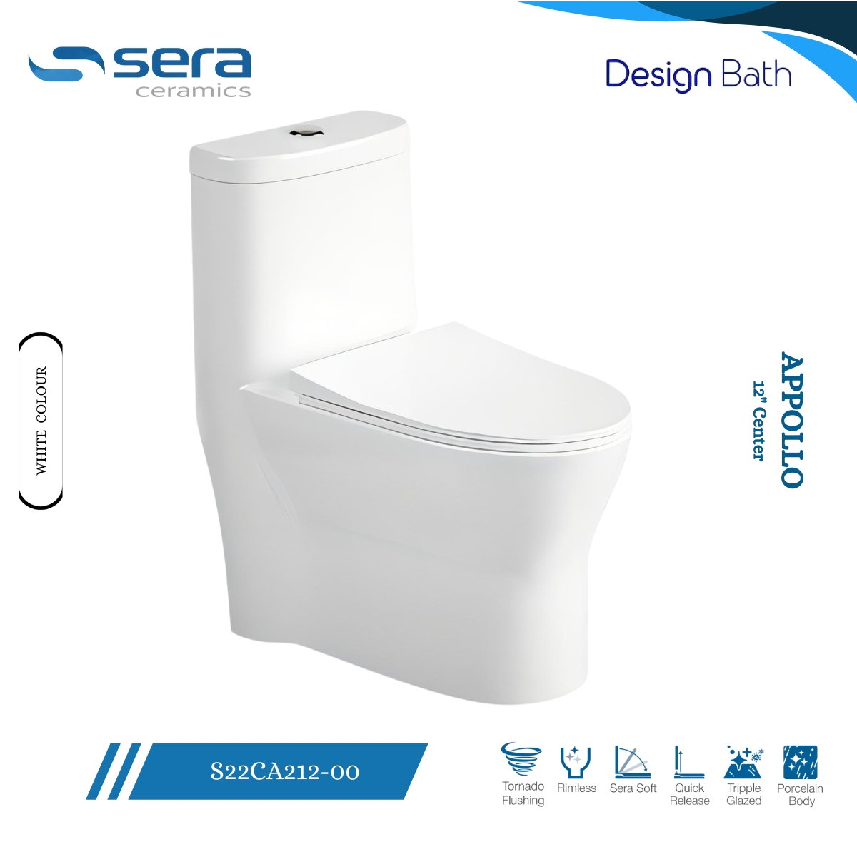 Sera Appollo 12" Center Floor Mounted Commode