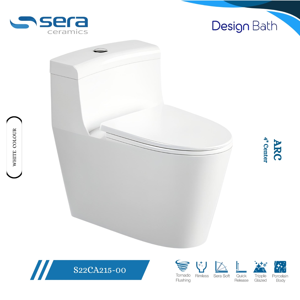 Sera Arc 4″ Center Floor Mounted Commode