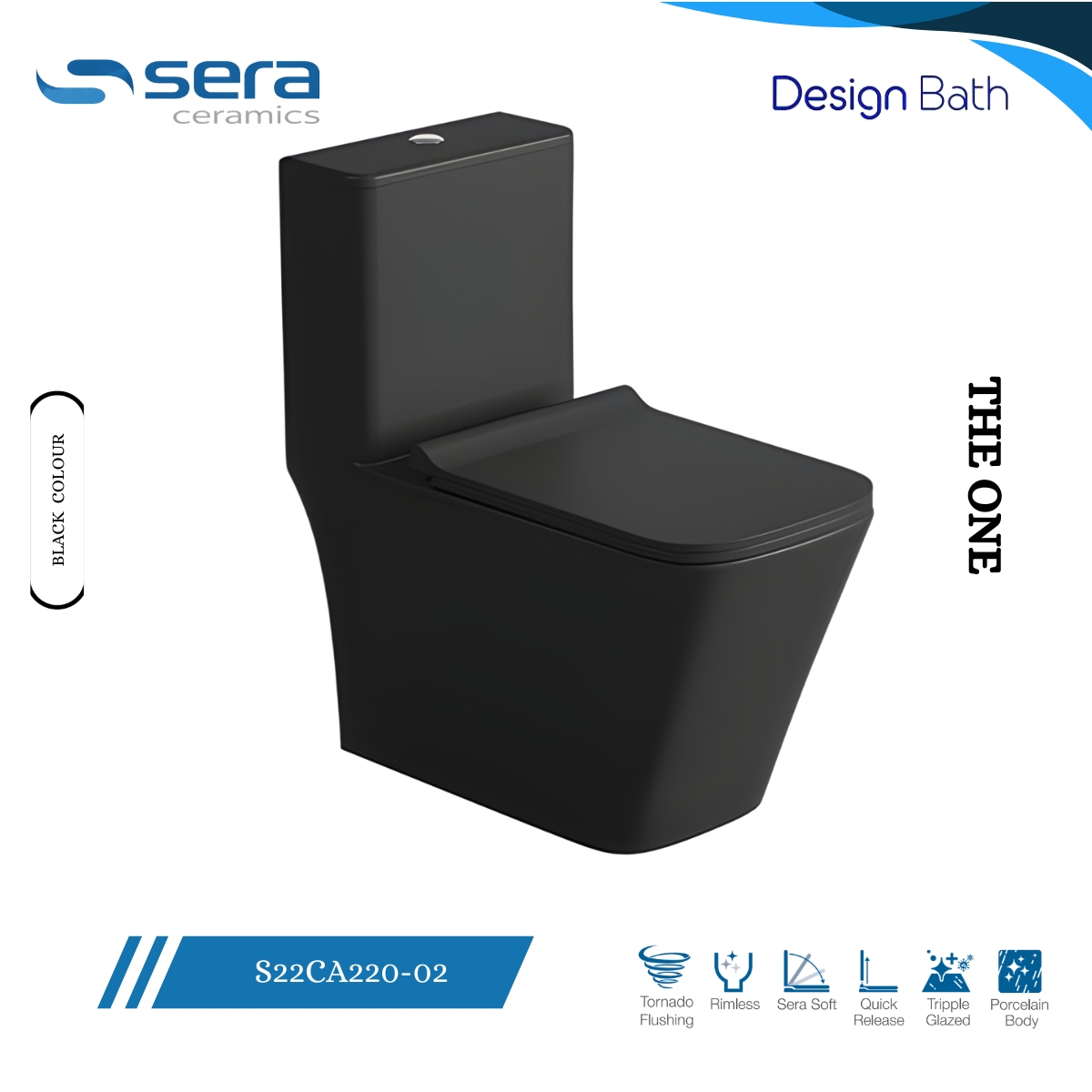 Sera The One Floor Mounted Commode Black