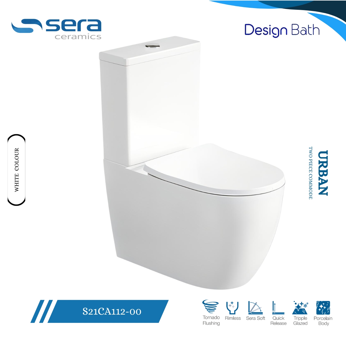 Sera Urban Square Two Piece Floor Mounted Commode