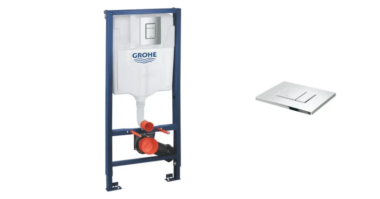 GROHE Rapid SL 38772001 concealed tank frame with Skate Cosmopolitan chrome flush plate